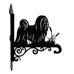 Lhasa apso metal hanging basket bracket mounted on outdoor wall for plant decoration