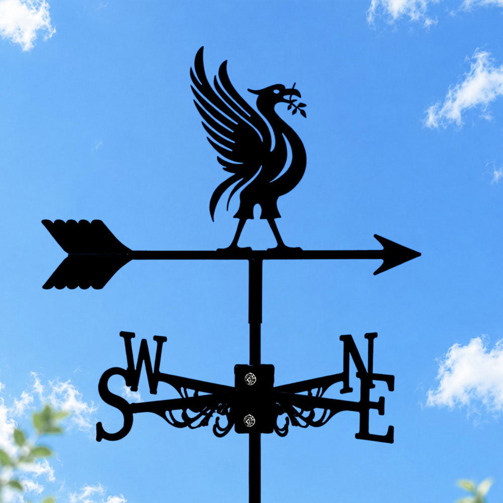 Liver bird metal weather vane with directional arrows and mounting rod, outdoor roof and garden decoration