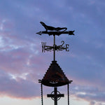 Lizard metal weather vane with directional arrows and mounting rod, outdoor roof and garden decoration