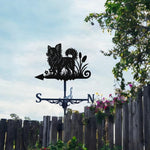 Long Haired Chihuahua metal weather vane with directional arrows and mounting rod, outdoor roof and garden decoration