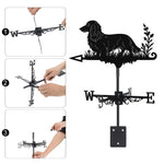 Long Haired Dachshund metal weather vane with directional arrows and mounting rod, outdoor roof and garden decoration