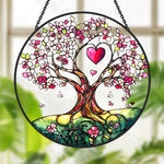 Love heart tree stained glass suncatcher window hanging, suitable for home and garden decoration
