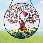 Love heart tree stained glass suncatcher window hanging, suitable for home and garden decoration