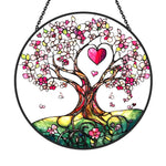 Love heart tree stained glass suncatcher window hanging, suitable for home and garden decoration