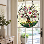 Love heart tree stained glass suncatcher window hanging, suitable for home and garden decoration