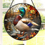 Mallard duck nature stained glass suncatcher window hanging, suitable for home and garden decoration
