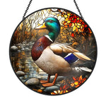 Mallard duck nature stained glass suncatcher window hanging, suitable for home and garden decoration