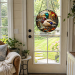 Mallard duck nature stained glass suncatcher window hanging, suitable for home and garden decoration