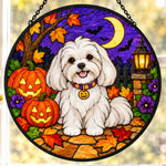 Maltese Halloween stained glass suncatcher window hanging, suitable for home and garden decoration