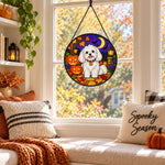 Maltese Halloween stained glass suncatcher window hanging, suitable for home and garden decoration