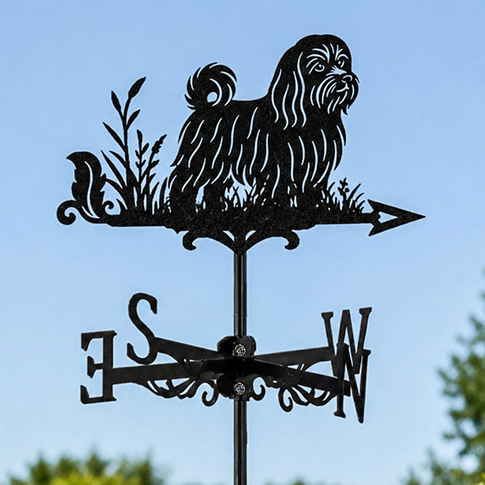Maltese metal weather vane with directional arrows and mounting rod, outdoor roof and garden decoration
