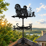 Maltese metal weather vane with directional arrows and mounting rod, outdoor roof and garden decoration