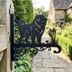 Maremma sheepdog metal hanging basket bracket mounted on outdoor wall for plant decoration