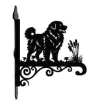 Maremma sheepdog metal hanging basket bracket mounted on outdoor wall for plant decoration