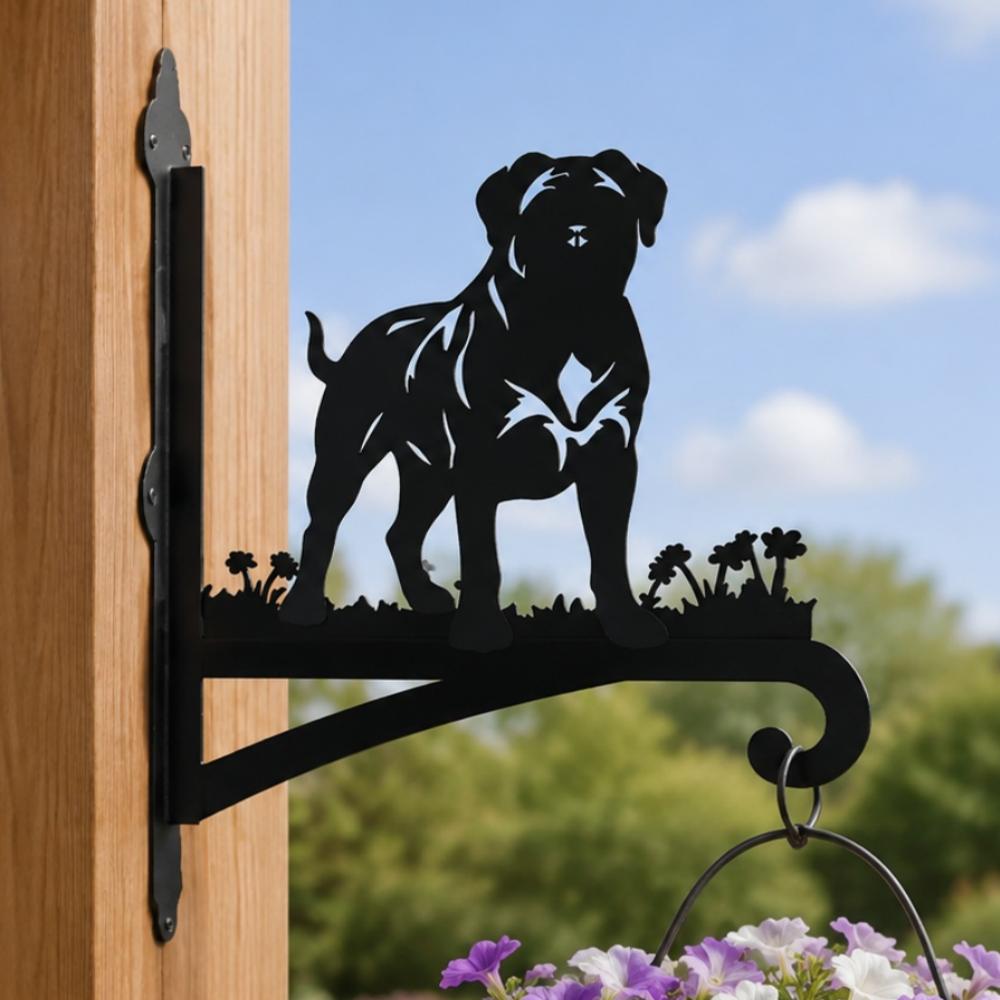 Mastiff metal hanging basket bracket mounted on outdoor wall for plant decoration
