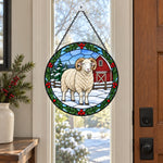 Merino sheep stained glass suncatcher window hanging, suitable for home and garden decoration