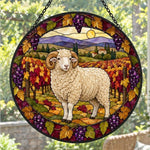 Merino sheep stained glass suncatcher window hanging, suitable for home and garden decoration