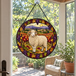 Merino sheep stained glass suncatcher window hanging, suitable for home and garden decoration