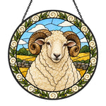 Merino sheep stained glass suncatcher window hanging, suitable for home and garden decoration