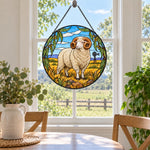 Merino sheep stained glass suncatcher window hanging, suitable for home and garden decoration