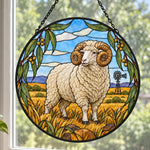 Merino sheep stained glass suncatcher window hanging, suitable for home and garden decoration