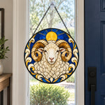 Merino sheep stained glass suncatcher window hanging, suitable for home and garden decoration