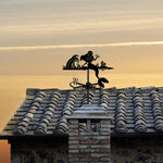 Mermaid metal weather vane with directional arrows and mounting rod, outdoor roof and garden decoration