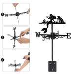 Mermaid metal weather vane with directional arrows and mounting rod, outdoor roof and garden decoration