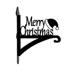 Merry christmas metal hanging basket bracket mounted on outdoor wall for plant decoration