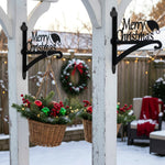 Merry christmas metal hanging basket bracket mounted on outdoor wall for plant decoration