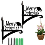 Merry christmas metal hanging basket bracket mounted on outdoor wall for plant decoration