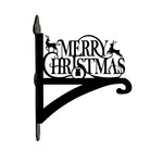 Merry christmas metal hanging basket bracket mounted on outdoor wall for plant decoration