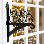 Merry christmas metal hanging basket bracket mounted on outdoor wall for plant decoration