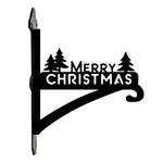 Merry christmas pine tree metal hanging basket bracket mounted on outdoor wall for plant decoration
