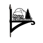 Merry christmas santa hat metal hanging basket bracket mounted on outdoor wall for plant decoration