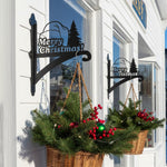 Merry christmas santa hat metal hanging basket bracket mounted on outdoor wall for plant decoration