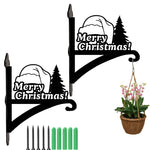 Merry christmas santa hat metal hanging basket bracket mounted on outdoor wall for plant decoration