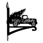Merry christmas truck metal hanging basket bracket mounted on outdoor wall for plant decoration