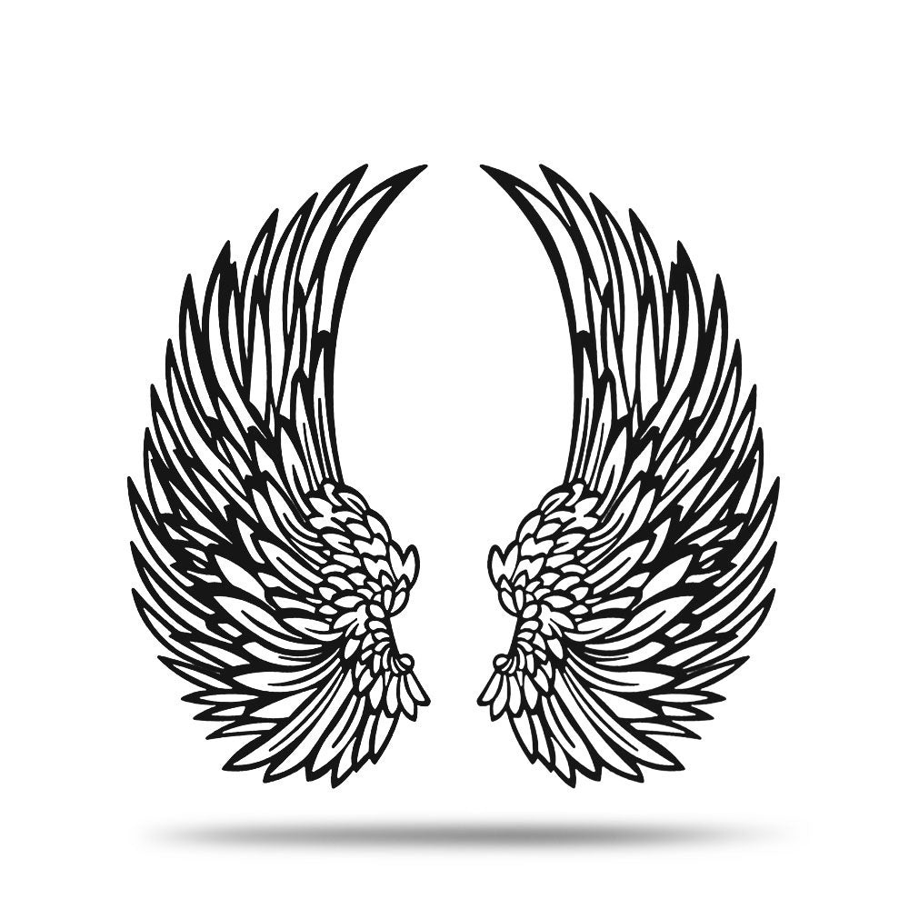 Black metal angel wings wall art, set of 2 with optional LED lights