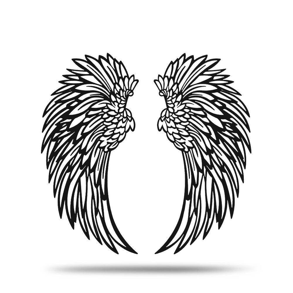 Black metal angel wings wall art, set of 2 with optional LED lights
