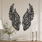 Black Metal Angel Wings Wall Art with Intricate Cutout Details