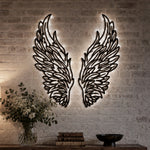 Metal Angel Wings Wall Art with Soft White LED Lighting