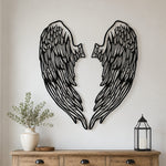 Black Metal Archangel Wings Wall Art with Intricate Cutout Details