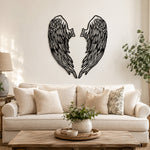 Black Metal Archangel Wings Wall Art with Intricate Cutout Details