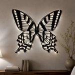 Black Metal Butterfly Wings Wall Art with Soft White LED Lighting