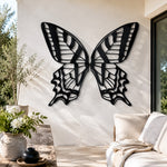 Black Metal Butterfly Wings Wall Art with Intricate Cutout Details