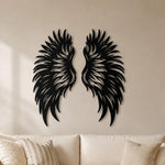 Black Metal Phoenix Wings Wall Art with Intricate Cutout Details