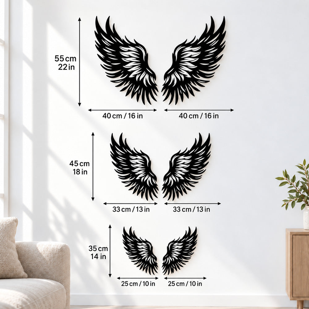 Black Metal Phoenix Wings Wall Art with Intricate Cutout Details