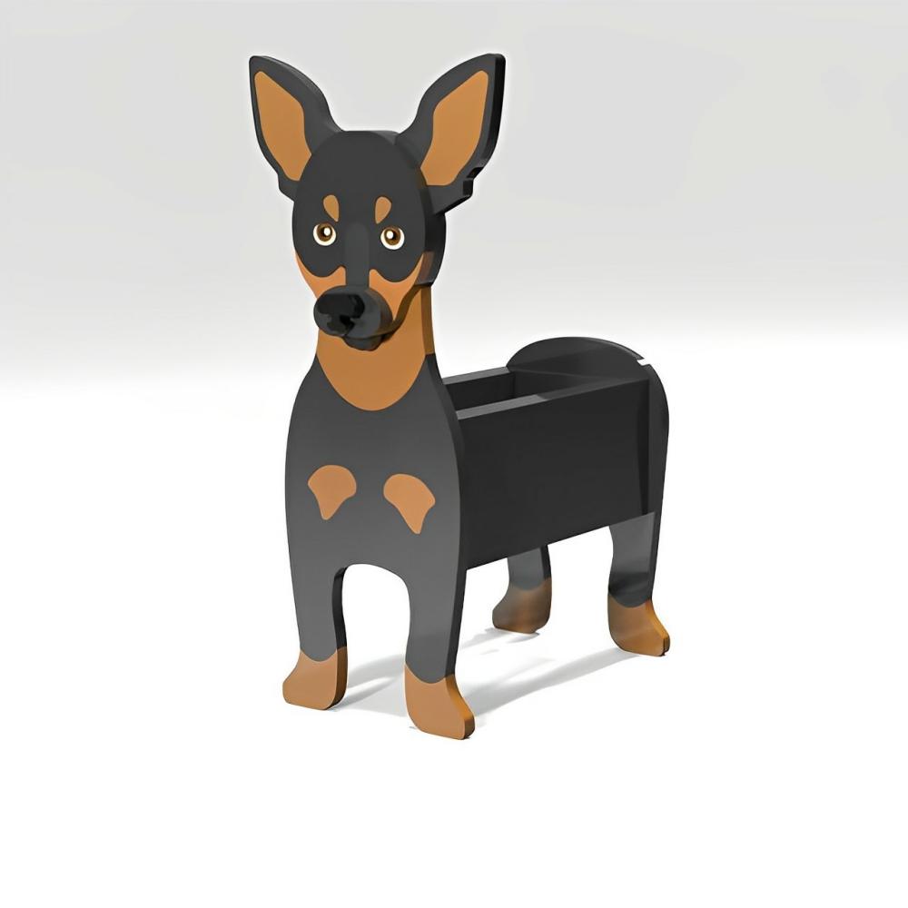 Full-body view of the Miniature Pinscher dog planter