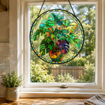 Monstera plant potted stained glass suncatcher window hanging, suitable for home and garden decoration